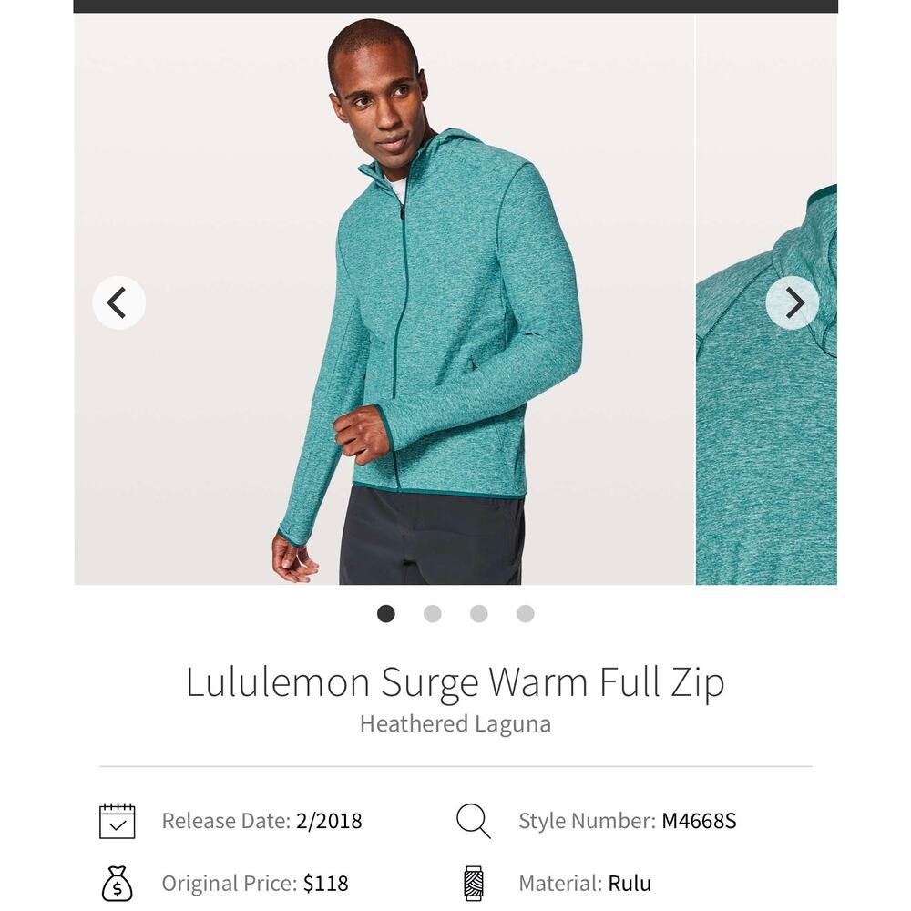 Lululemon Surge Warm Full Zip Heathered Laguna men XL